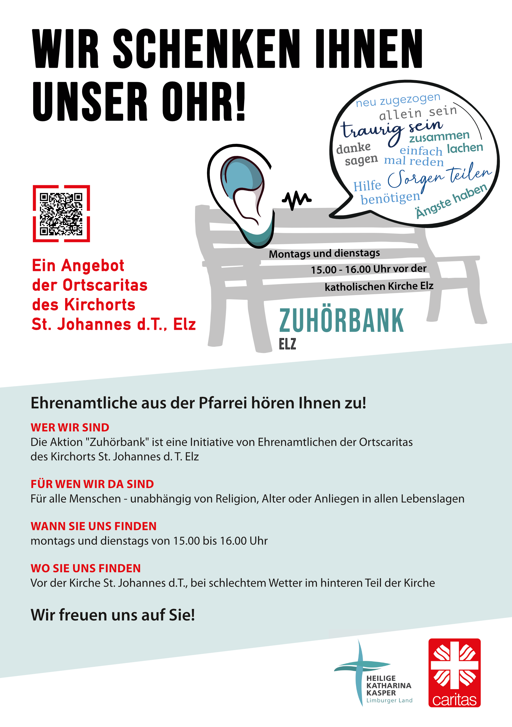 Flyer mit Daten Zuhörbank Elz