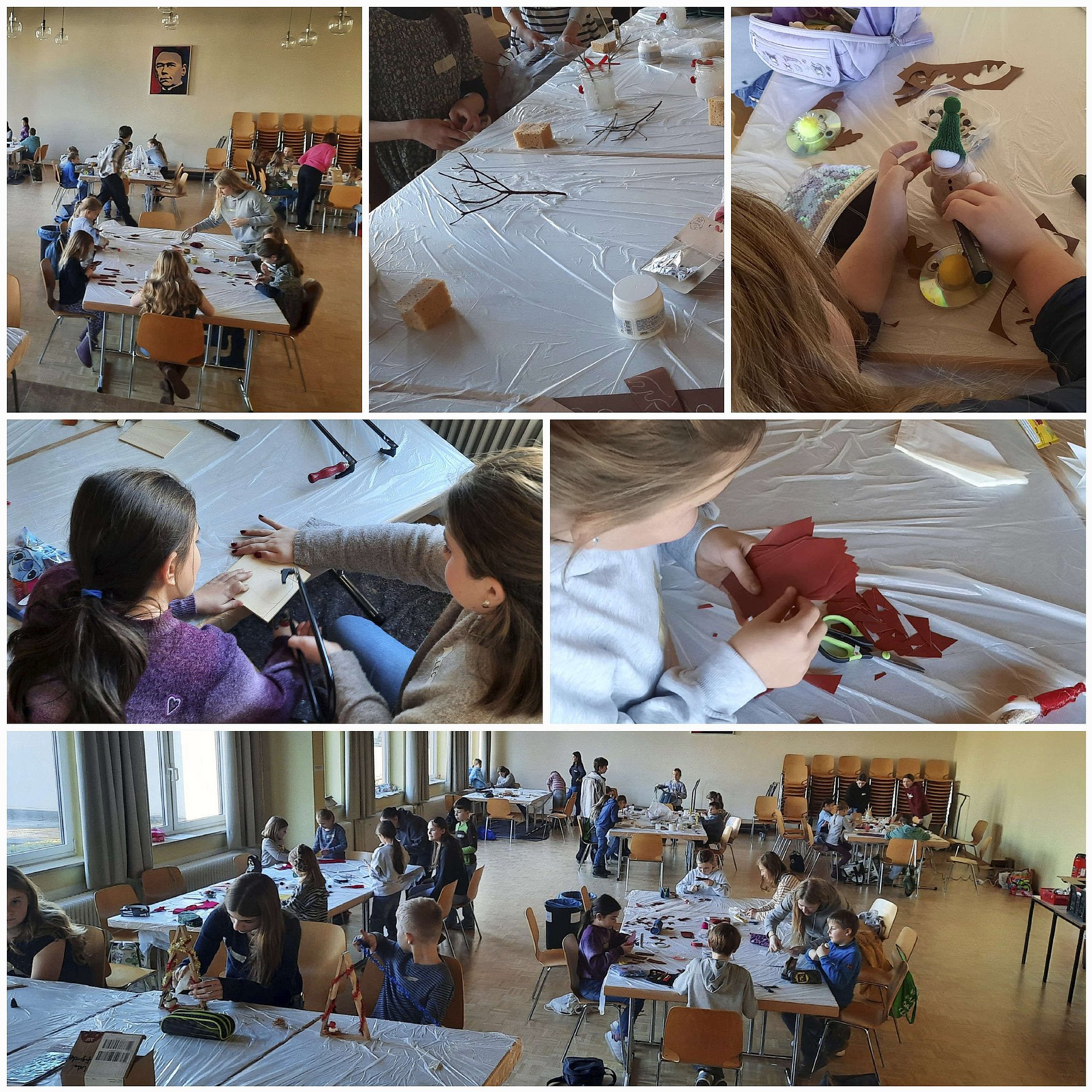 Collage des Bastelnachmittags für Kinder im Advent