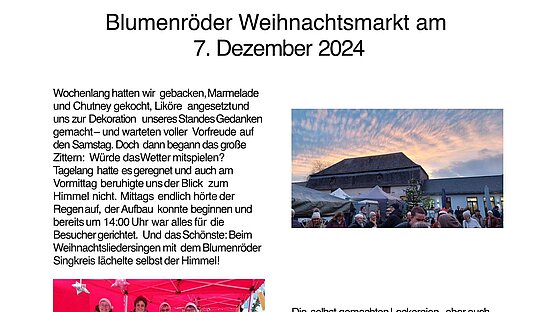 Blumenröder Weihnachtsmarkt - ein herzliches Dankeschön!