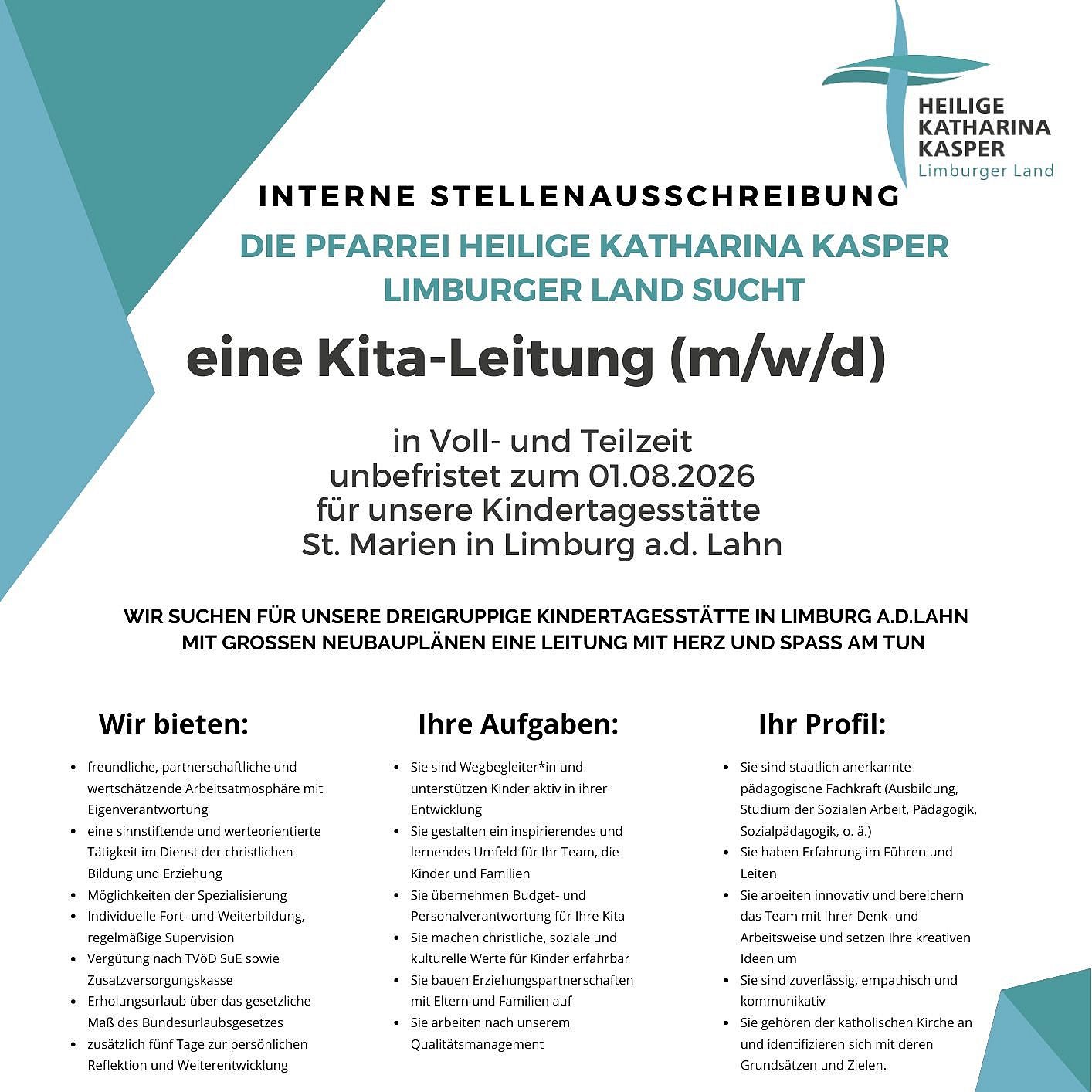 Stellenausschreibung für Kita-Leitung St. Marien