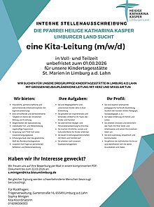 Stellenausschreibung für Kita-Leitung St. Marien
