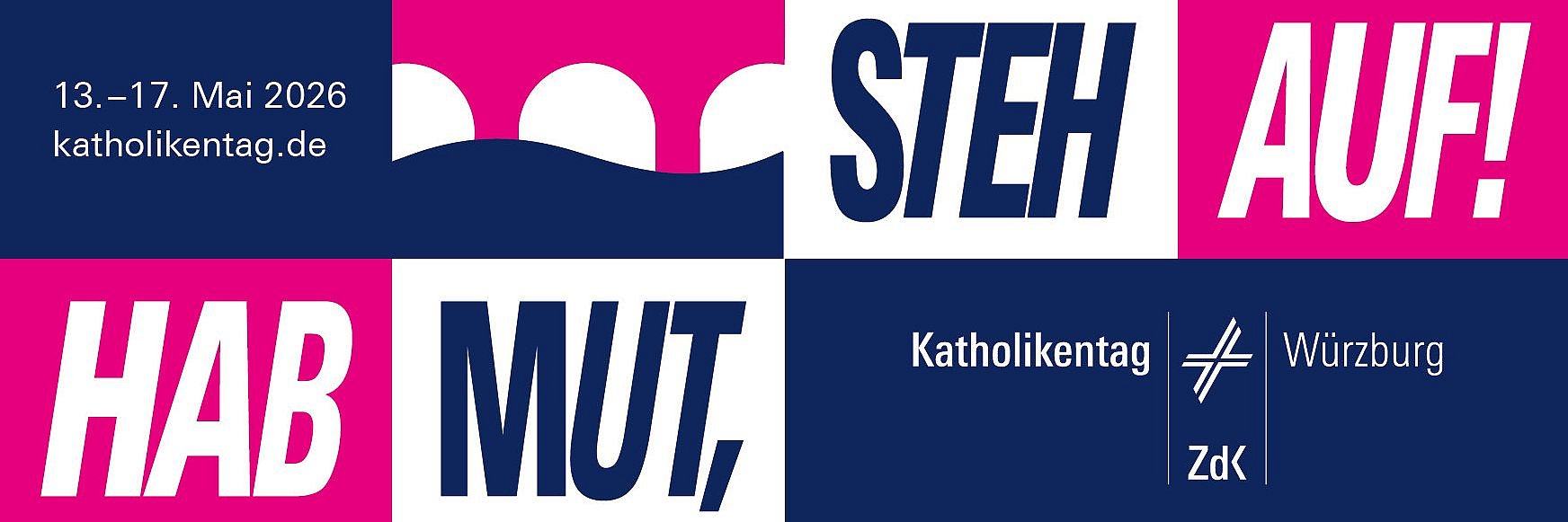 Banner des Katholikentags 2026 in Würzburg