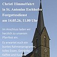 Im Hintergrund die Kirche von Eschhofen, davor Text mit Daten zu Christi Himmelfahrt