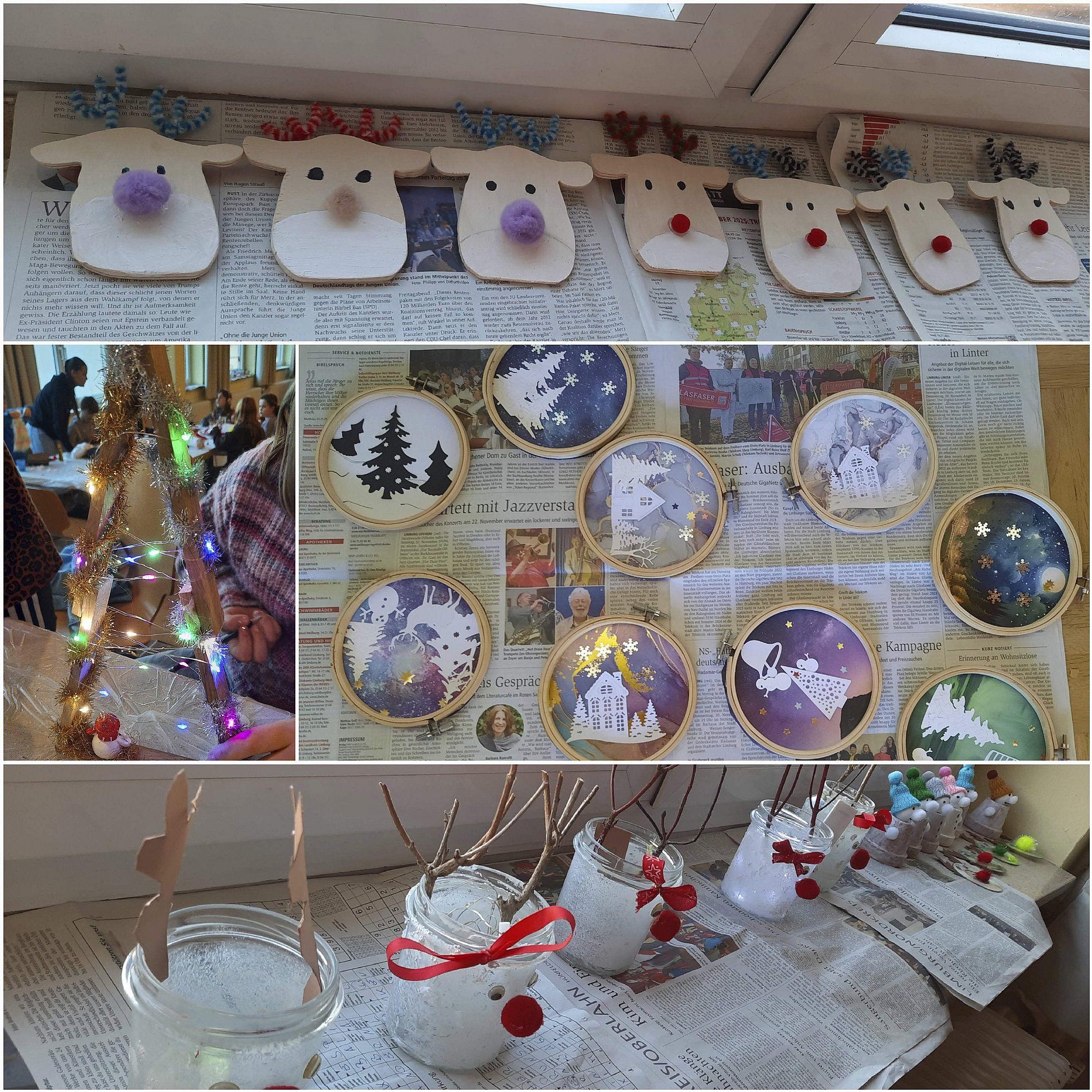 Collage des Bastelnachmittags für Kinder im Advent