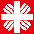 Das Logo der Caritas zeigt auf rotem Grund das Flammenkreuz in weiß