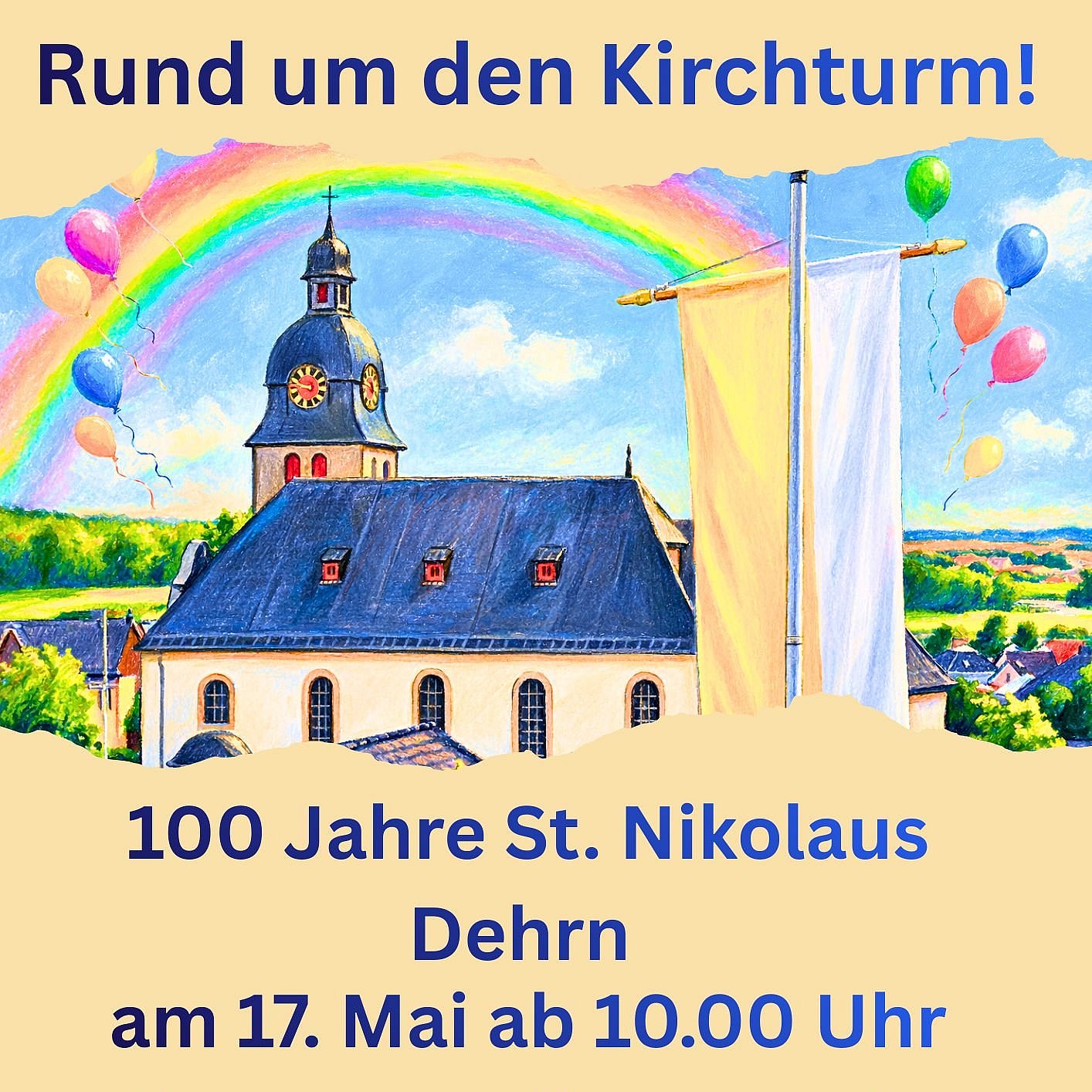 Plakat zur Feier "100 Jahre St. Nikolaus Dehrn"