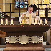 Domkapitular Gereon Rehberg zelebrierte den Pilgergottesdienst im Paderborner Dom. Domkapitular Gereon Rehberg zelebrierte den Pilgergottesdienst im Paderborner Dom.
