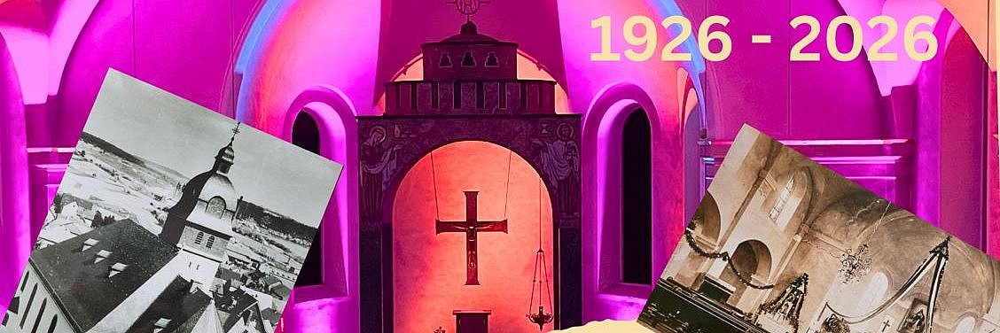 Plakat mit Bildern der St. Nikolauskirche in Dehrn