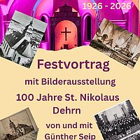 Plakat mit Bildern der St. Nikolauskirche in Dehrn
