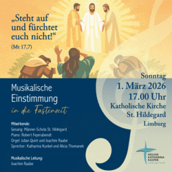 Plakat zur musikalischen Andacht in St. Hildegard am 1. März 2026 um 17.00 Uhr