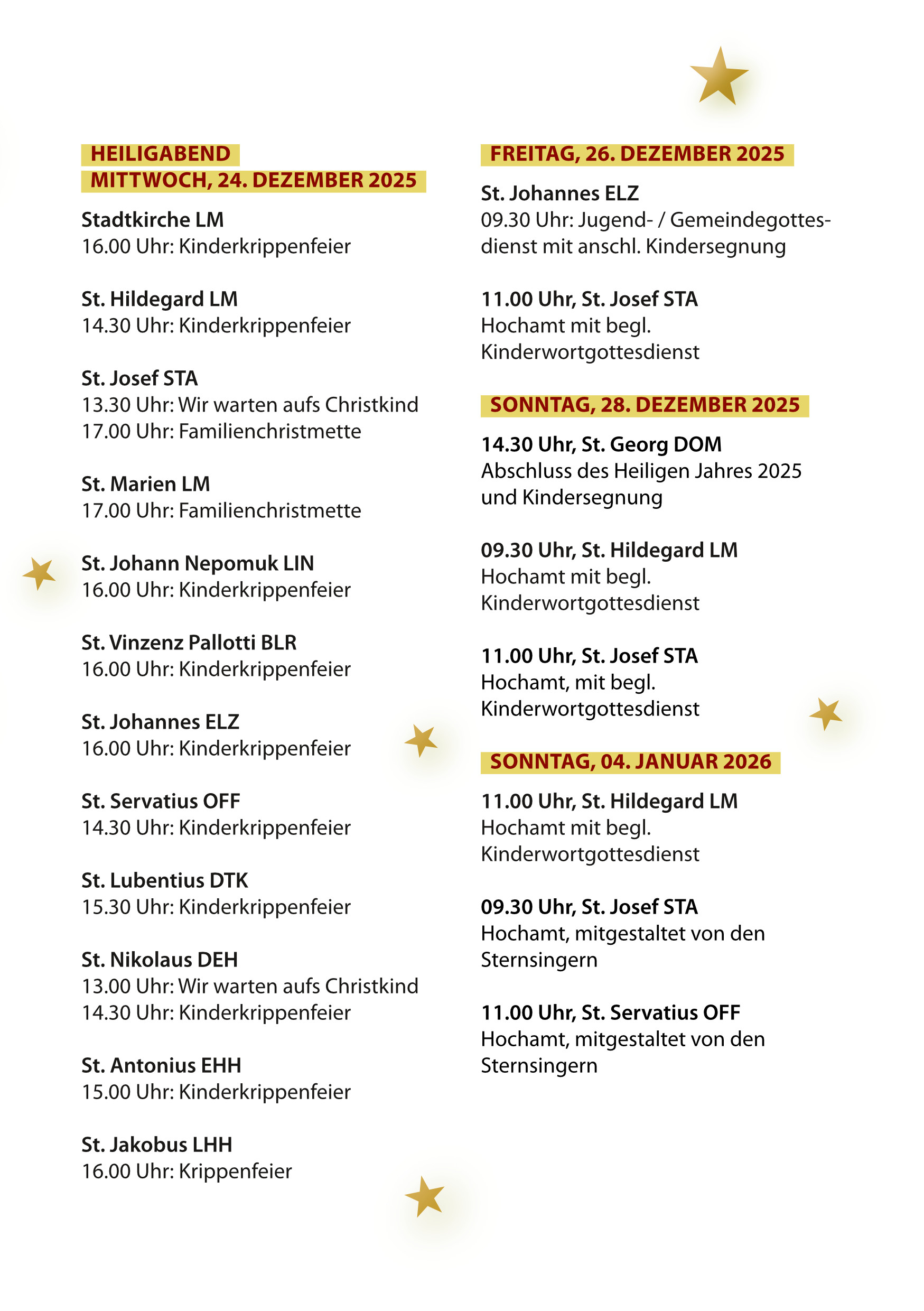 Übersicht der Termine